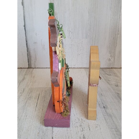 Wooden scarecrow patch black cat Halloween home decor set - Picture 5 of 5